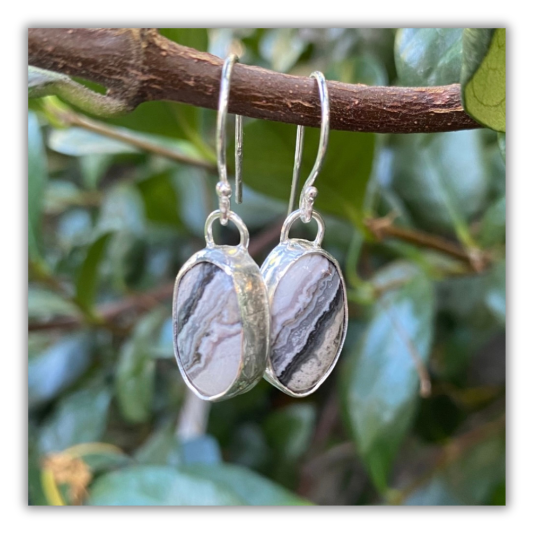 Black Lace Agate Earrings